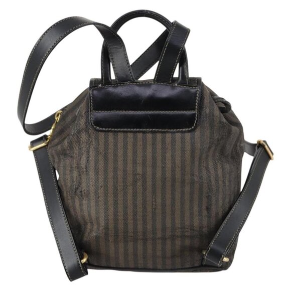 FENDI Pecan Canvas Backpack Brown Black gold Auth - Picture 3 of 16